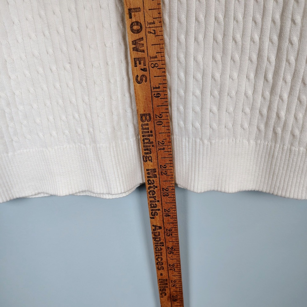 NWT Jeanne Pierre Womens M Cable Knit Sweater Vest White Cotton Preppy Old Money - Picture 4 of 8